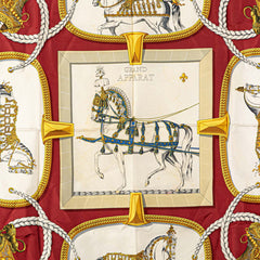 エルメス カレ90 GRAND APPARAT 盛装の馬 スカーフ ワインレッド マルチカラー シルク レディース HERMES 【中古】