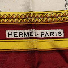 エルメス カレ90 GRAND APPARAT 盛装の馬 スカーフ ワインレッド マルチカラー シルク レディース HERMES 【中古】
