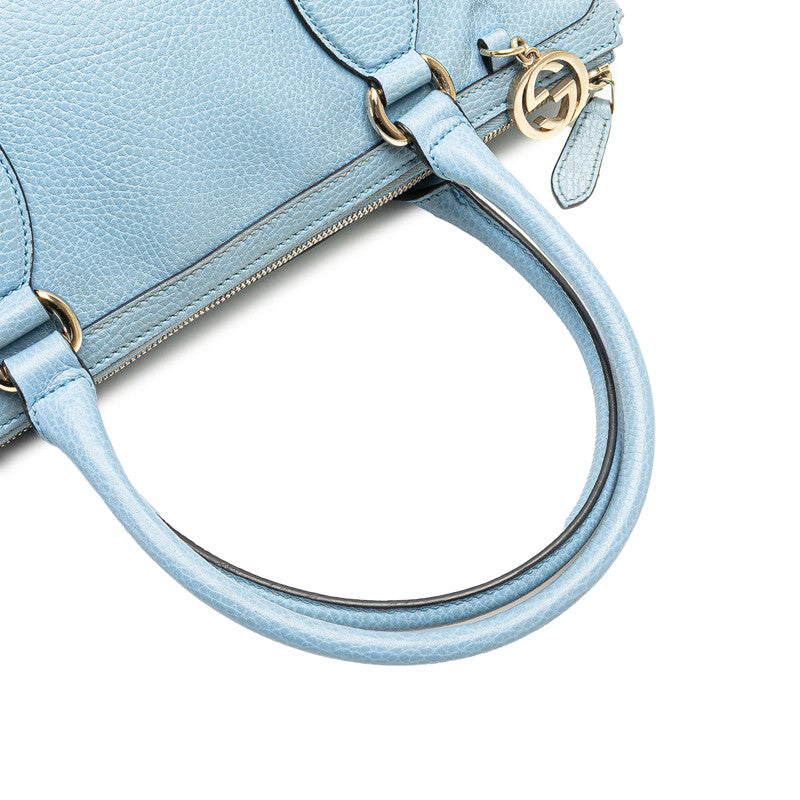 グッチ インターロッキングG ハンドバッグ ショルダーバッグ 2WAY 449659 ライトブルー レザー レディース GUCCI 【中古】