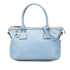 グッチ インターロッキングG ハンドバッグ ショルダーバッグ 2WAY 449659 ライトブルー レザー レディース GUCCI 【中古】