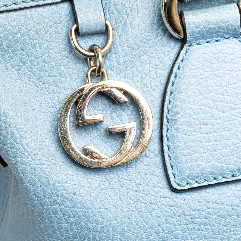 グッチ インターロッキングG ハンドバッグ ショルダーバッグ 2WAY 449659 ライトブルー レザー レディース GUCCI 【中古】