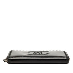 シャネル ココマーク ラウンドファスナー 長財布 ロングウォレット ブラック パテントレザー レディース CHANEL 【中古】
