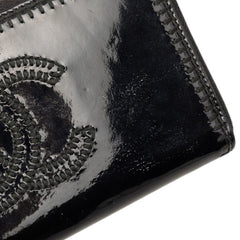 シャネル ココマーク ラウンドファスナー 長財布 ロングウォレット ブラック パテントレザー レディース CHANEL 【中古】