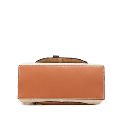 ロエベ アナグラム ゲート トップハンドル スモール ハンドバッグ ワンショルダーバッグ 2WAY ブラウン ベージュ レザー キャンバス レディース LOEWE 【中古】