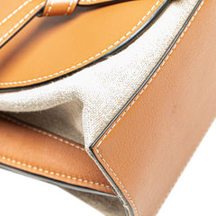 ロエベ アナグラム ゲート トップハンドル スモール ハンドバッグ ワンショルダーバッグ 2WAY ブラウン ベージュ レザー キャンバス レディース LOEWE 【中古】