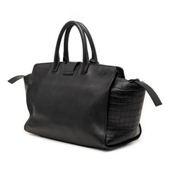 サンローラン YSLロゴ クロコ型押し ダウンタウン カバス ハンドバッグ ショルダーバッグ 2WAY LTH436832 ブラック レザー レディース SAINT LAURENT 【中古】