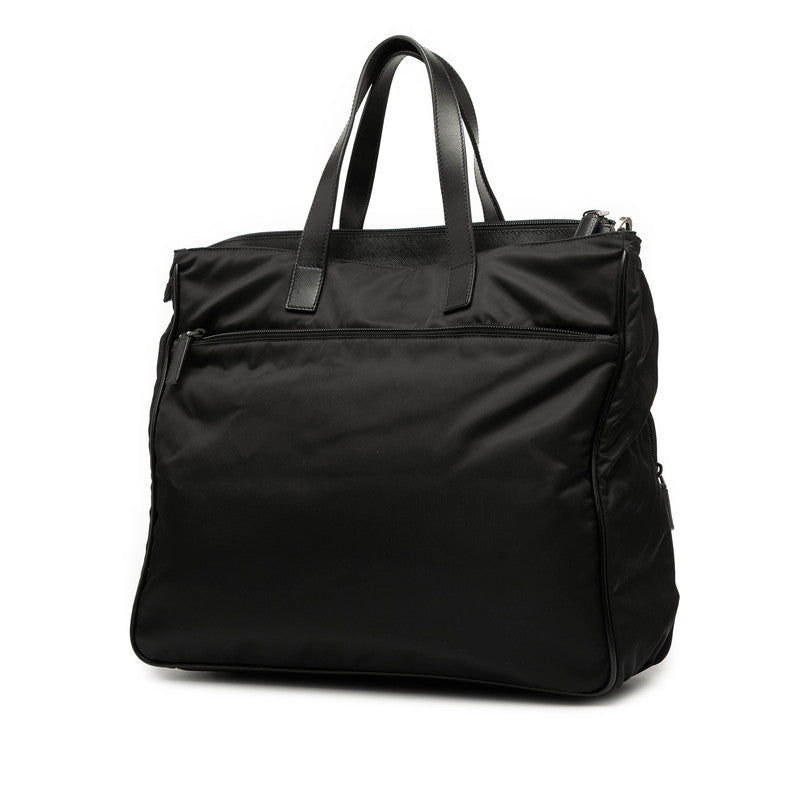 プラダ 三角ロゴプレート トートバッグ ショルダーバッグ 2WAY VA0610 ブラック ナイロン レザー レディース PRADA 【中古】