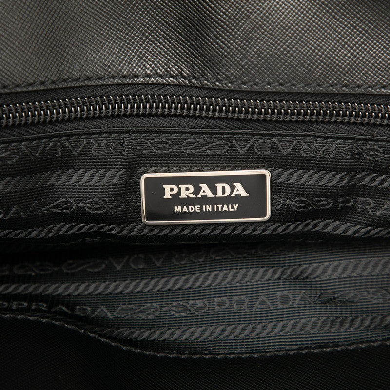 プラダ 三角ロゴプレート トートバッグ ショルダーバッグ 2WAY VA0610 ブラック ナイロン レザー レディース PRADA 【中古】