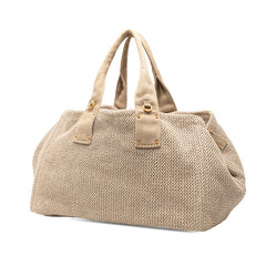 プラダ 三角ロゴプレート トートバッグ ショルダーバッグ 2WAY BN2038 ベージュ リネンキャンバス レディース PRADA 【中古】