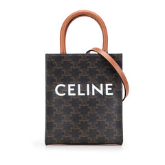 セリーヌ トリオンフ バーティカルカバ ミニ トートバッグ ワンショルダーバッグ 2WAY ブラウン PVC レザー レディース CELINE 【中古】