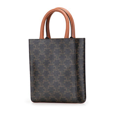 セリーヌ トリオンフ バーティカルカバ ミニ トートバッグ ワンショルダーバッグ 2WAY ブラウン PVC レザー レディース CELINE 【中古】