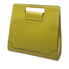 セリーヌ カットアウトハンドル スクエア ハンドバッグ グリーン系 レザー レディース CELINE 中古
