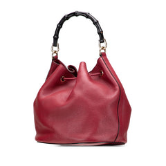 グッチ バンブー タッセル ハンドバッグ ショルダーバッグ 2WAY 387613 ワインレッド ブラック レザー レディース GUCCI 【中古】