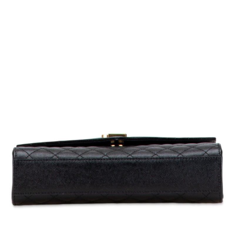 サンローラン YSLロゴ エンヴェロップ ミディアム ショルダーバッグ ブラック ゴールド レザー レディース SAINT LAURENT 【中古】