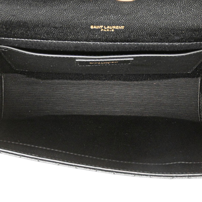 サンローラン YSLロゴ エンヴェロップ ミディアム ショルダーバッグ ブラック ゴールド レザー レディース SAINT LAURENT 【中古】