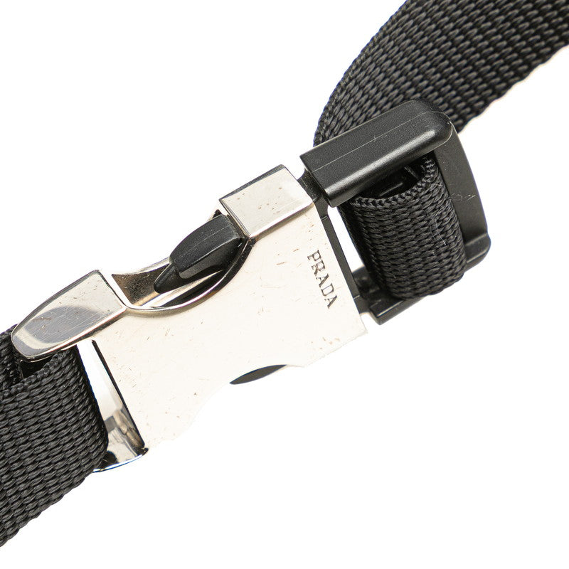 プラダ ロゴ ウエストバッグ ブラック ナイロン レザー レディース PRADA 【中古】