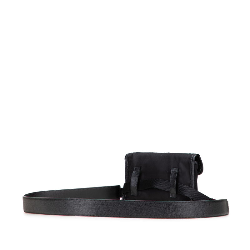 プラダ ロゴ ウエストバッグ ブラック ナイロン レザー レディース PRADA 【中古】