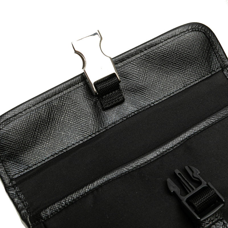 プラダ ロゴ ウエストバッグ ブラック ナイロン レザー レディース PRADA 【中古】
