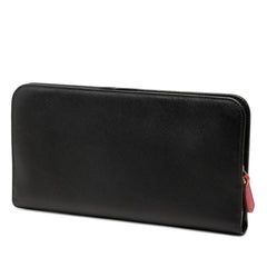 プラダ ロゴ ラウンドファスナー 長財布 ブラック サフィアーノレザー レディース PRADA 【中古】