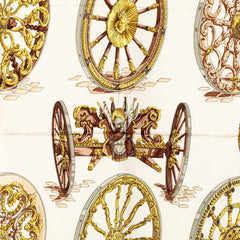 エルメス カレ90 Roues de Canon 大砲の車輪 スカーフ ホワイト マルチカラー シルク レディース HERMES 【中古】