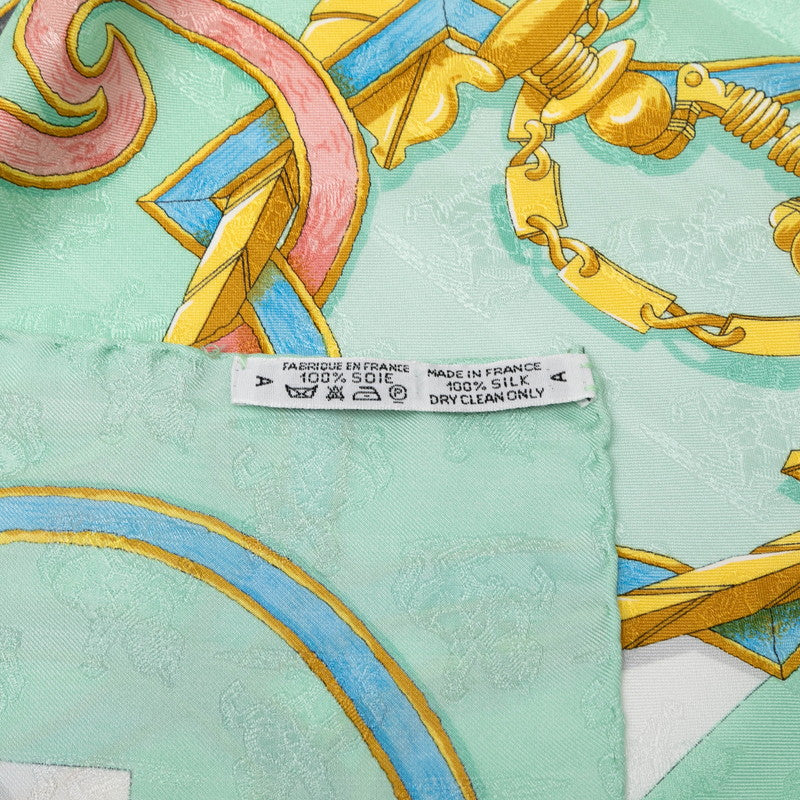 エルメス カレ90 L'INSTRUCTION DU ROY 帝王学 スカーフ グリーン マルチカラー シルク レディース HERMES 【中古】