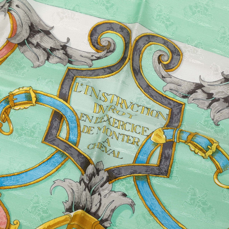 エルメス カレ90 L'INSTRUCTION DU ROY 帝王学 スカーフ グリーン マルチカラー シルク レディース HERMES 【中古】
