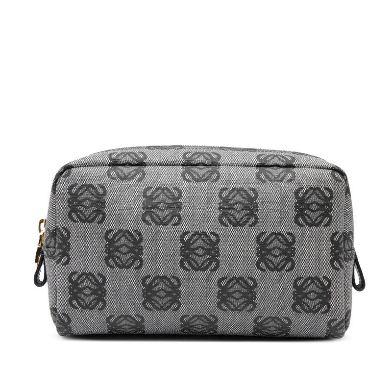 ロエベ アナグラム ポーチ コスメポーチ グレー ブラック PVC レザー レディース LOEWE 【中古】