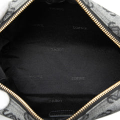 ロエベ アナグラム ポーチ コスメポーチ グレー ブラック PVC レザー レディース LOEWE 【中古】
