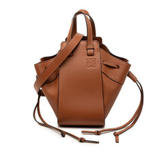 ロエベ アナグラム ハンモック ミニ ハンドバッグ ショルダーバッグ ドローストリング 2WAY ブラウン レザー レディース LOEWE 【中古】