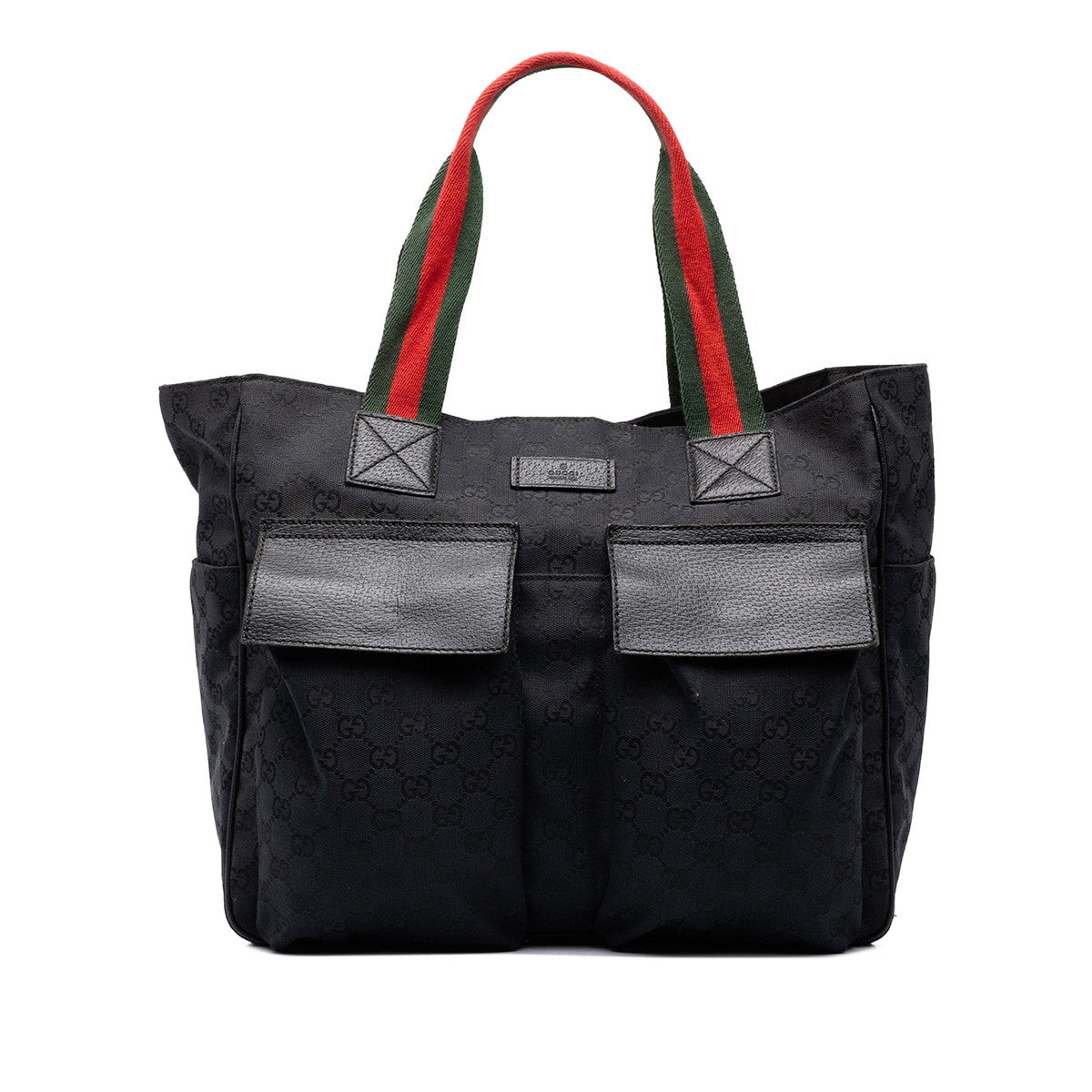 グッチ GGキャンバス シェリーライン トートバッグ 161836 ブラック キャンバス レザー レディース GUCCI 中古