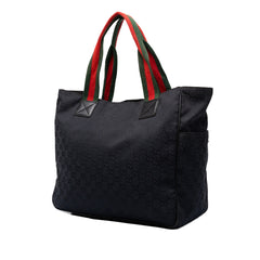 グッチ GGキャンバス シェリーライン トートバッグ 161836 ブラック キャンバス レザー レディース GUCCI 中古
