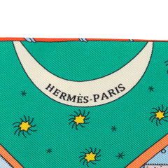 エルメス ツイリー OBJETS DE CURIOSITE オブジェドゥキュリオジテ スカーフ ブルー オレンジ シルク レディース HERMES 【中古】