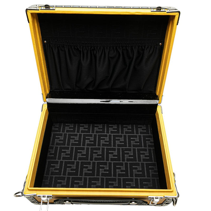 フェンディ ロゴ トランクケース ショルダーバッグ 2WAY 7VV134 イエロー ブラック レザー エナメル レディース FENDI 【中古】