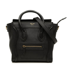 セリーヌ ラゲージ ナノショッパー ハンドバッグ ショルダーバッグ 2WAY ブラック レザー レディース CELINE 中古