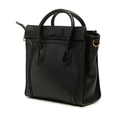 セリーヌ ラゲージ ナノショッパー ハンドバッグ ショルダーバッグ 2WAY ブラック レザー レディース CELINE 中古