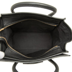 セリーヌ ラゲージ ナノショッパー ハンドバッグ ショルダーバッグ 2WAY ブラック レザー レディース CELINE 中古