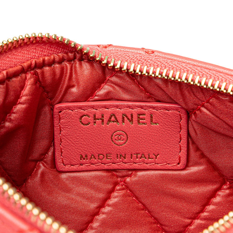 シャネル マトラッセ ダブルステッチ ココマーク タッセル ポーチ ピンク ラムスキン レディース CHANEL 【中古】