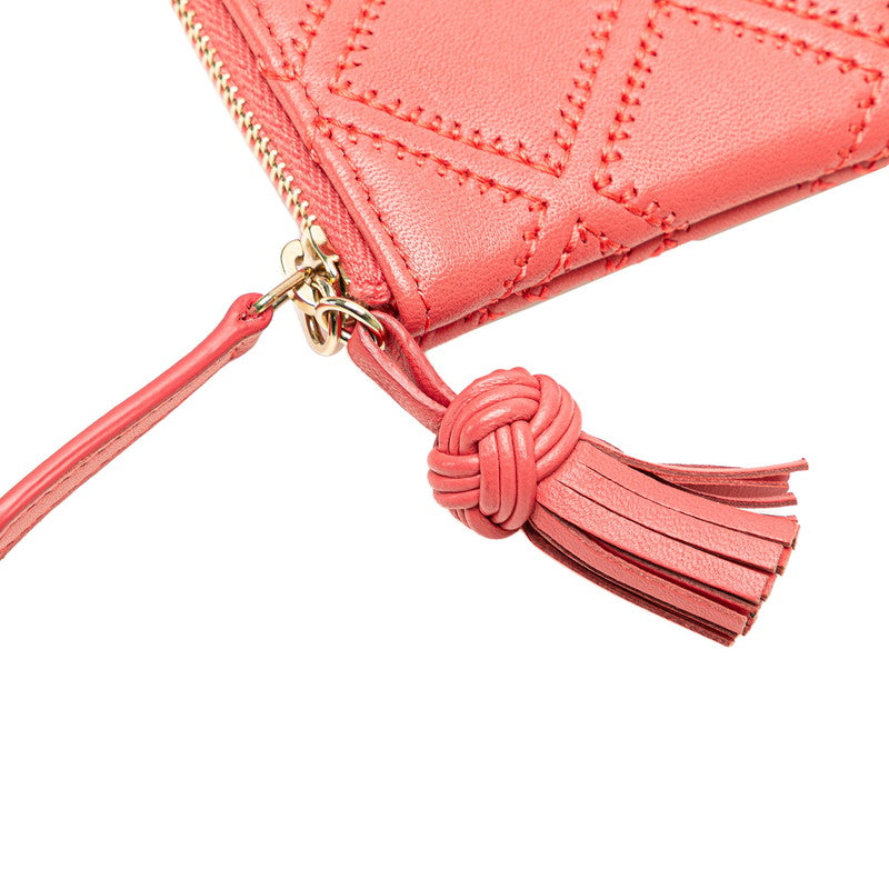 シャネル マトラッセ ダブルステッチ ココマーク タッセル ポーチ ピンク ラムスキン レディース CHANEL 【中古】
