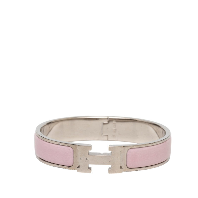 エルメス クリックH PM ブレスレット シルバー ピンク メタル エナメル レディース HERMES 【中古】