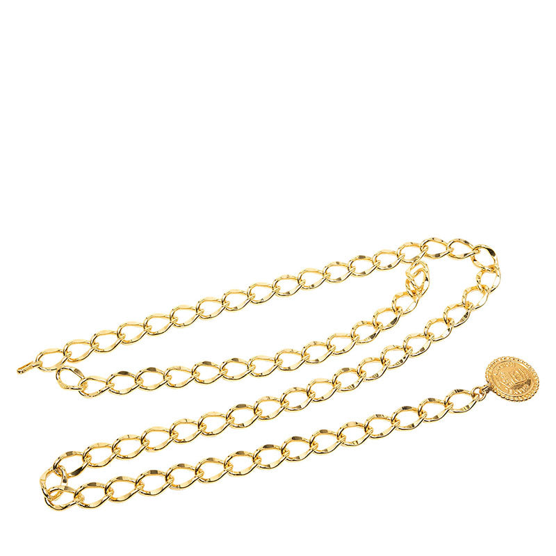 シャネル ココマーク RUE CAMBON PARIS ヴィンテージ チェーンベルト 2連 94A ゴールド メッキ レディース CHANEL 【中古】