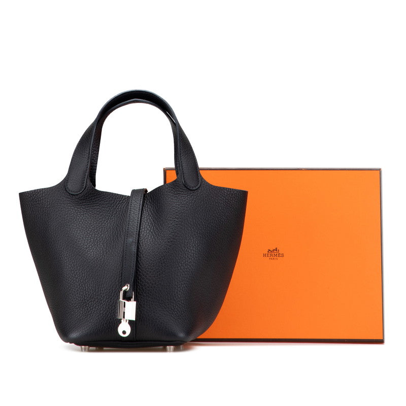 エルメス ピコタンロックPM ハンドバッグ ブラック シルバー金具 トゴ レディース HERMES 【中古】
