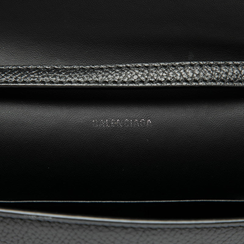 バレンシアガ ロゴ ショルダーバッグ 674892 ブラック レザー レディース BALENCIAGA 【中古】