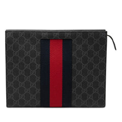 グッチ GGスプリーム シェリーライン クラッチバッグ セカンドバッグ 475316 ブラック PVC レザー メンズ GUCCI 【中古】
