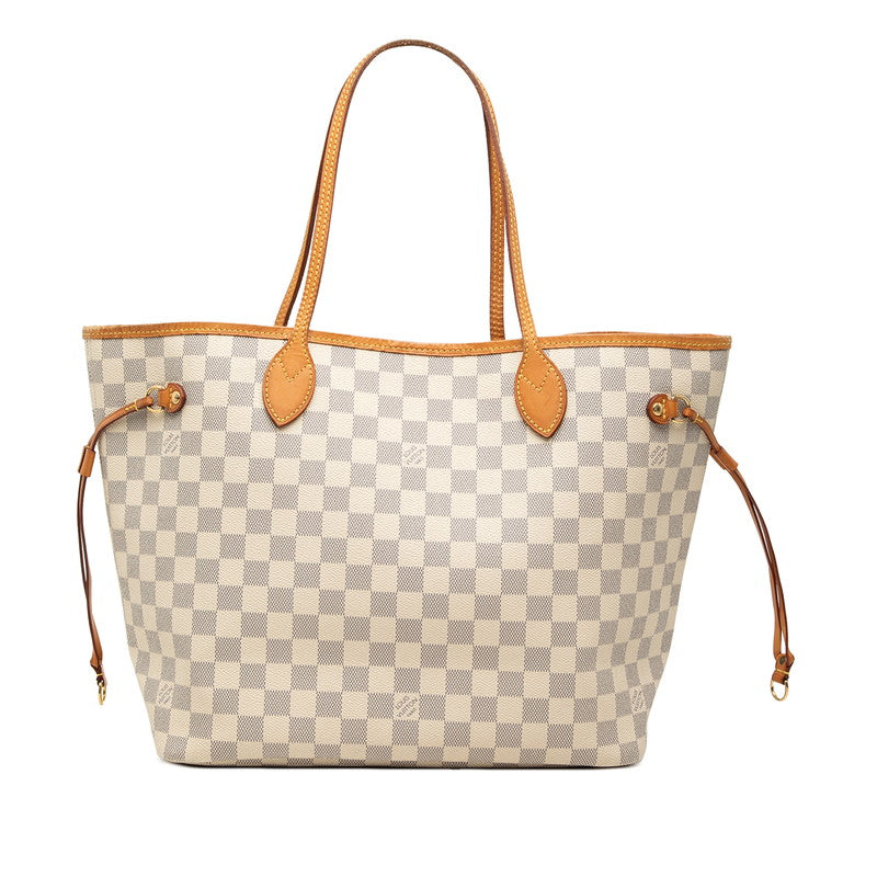 ルイ ヴィトン ダミエ アズール ネヴァーフルMM トートバッグ ショルダーバッグ N41605 ホワイト PVC レザー レディース LOUIS VUITTON 【中古】