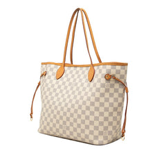 ルイ ヴィトン ダミエ アズール ネヴァーフルMM トートバッグ ショルダーバッグ N41605 ホワイト PVC レザー レディース LOUIS VUITTON 【中古】