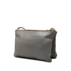 セリーヌ トリオ 斜め掛け ショルダーバッグ グレー レザー レディース CELINE 【中古】