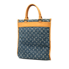 ルイ ヴィトン モノグラム デニム フラットショッパー ハンドバッグ トートバッグ M95018 インディゴブルー キャンバス レザー レディース LOUIS VUITTON 【中古】