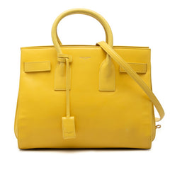 サンローラン サック ド ジュール ミニ ハンドバッグ ショルダーバッグ 2WAY 324823 イエロー レザー レディース SAINT LAURENT 【中古】