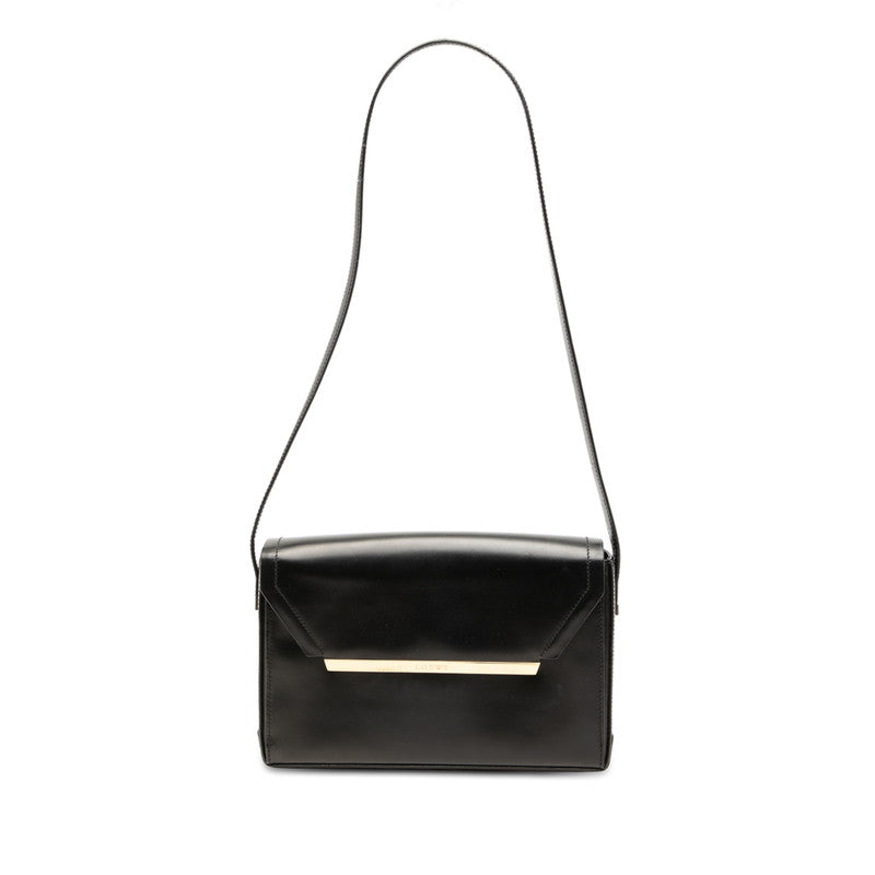 ロエベ ロゴ ショルダーバッグ ブラック レザー レディース LOEWE 【中古】