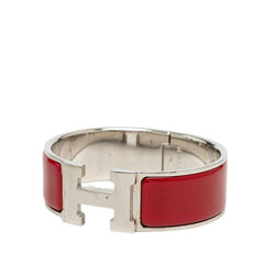 エルメス クリッククラックH PM ブレスレット シルバー レッド メタル エナメル レディース HERMES 【中古】